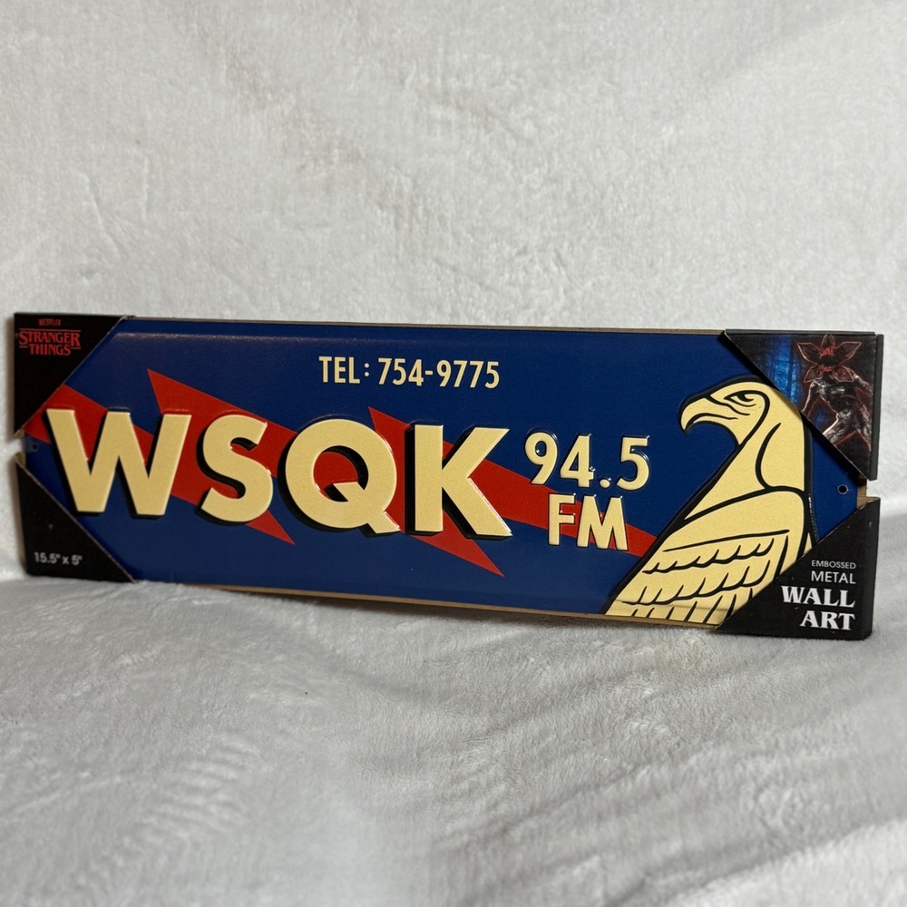 2025 Stranger Things WSQK 94.5FM WALL Sign Display Wall METAL Decor - NEW